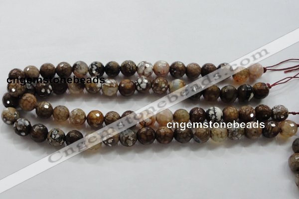 CAA802 15.5 inches 12mm faceted round fire crackle agate beads