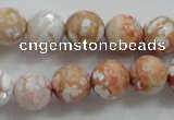 CAA803 15.5 inches 12mm faceted round fire crackle agate beads