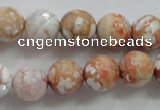 CAA803 15.5 inches 12mm faceted round fire crackle agate beads