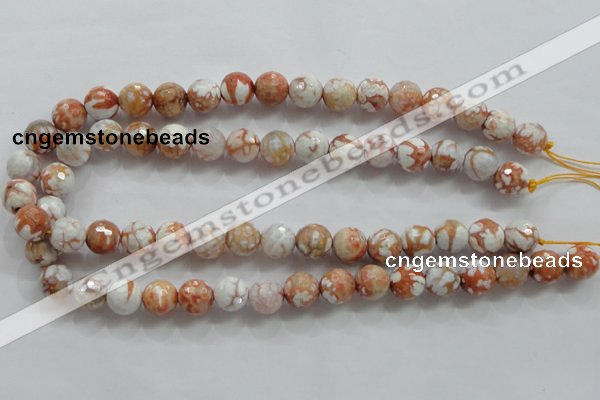 CAA803 15.5 inches 12mm faceted round fire crackle agate beads