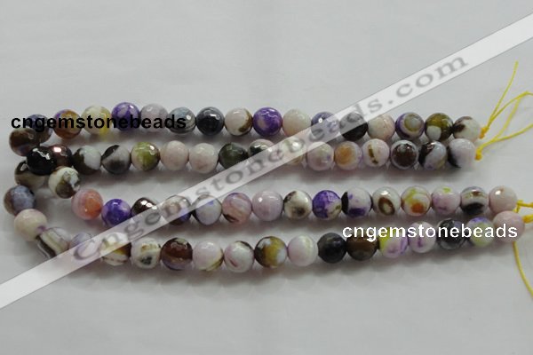 CAA804 15.5 inches 12mm faceted round fire crackle agate beads