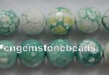 CAA805 15.5 inches 14mm faceted round fire crackle agate beads