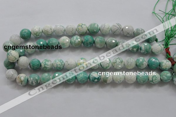 CAA805 15.5 inches 14mm faceted round fire crackle agate beads