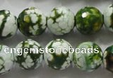 CAA808 15.5 inches 14mm faceted round fire crackle agate beads