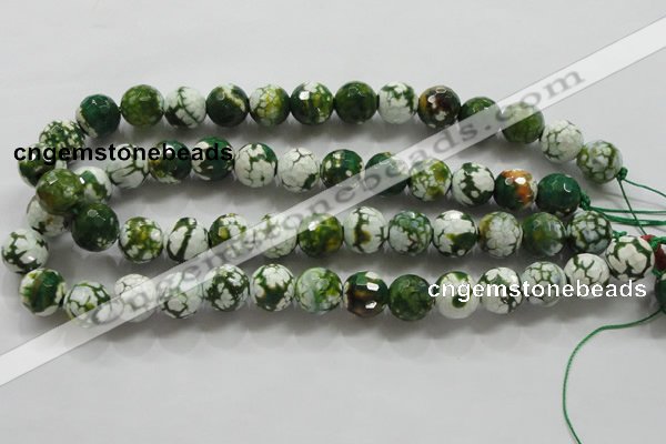 CAA808 15.5 inches 14mm faceted round fire crackle agate beads