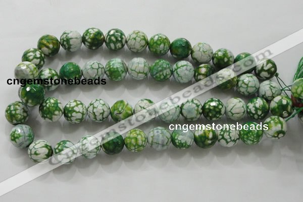 CAA810 15.5 inches 16mm faceted round fire crackle agate beads