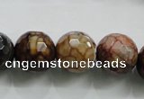 CAA813 15.5 inches 16mm faceted round fire crackle agate beads