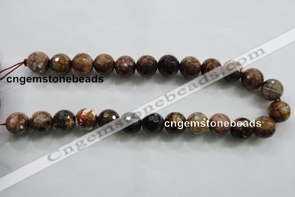 CAA813 15.5 inches 16mm faceted round fire crackle agate beads