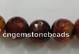 CAA814 15.5 inches 16mm faceted round fire crackle agate beads