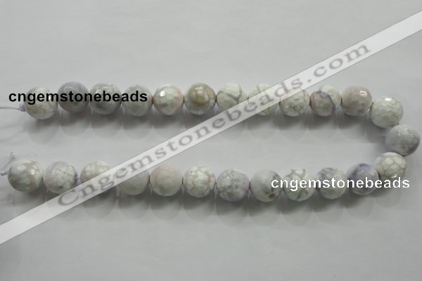 CAA815 15.5 inches 16mm faceted round fire crackle agate beads