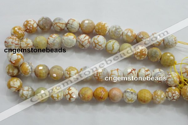 CAA816 15.5 inches 16mm faceted round fire crackle agate beads