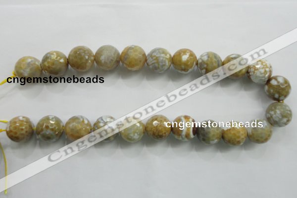 CAA820 15.5 inches 18mm faceted round fire crackle agate beads