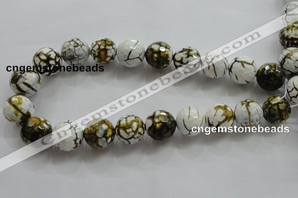 CAA822 15.5 inches 20mm faceted round fire crackle agate beads