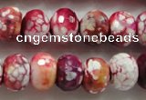 CAA826 15.5 inches 10*14mm faceted rondelle fire crackle agate beads