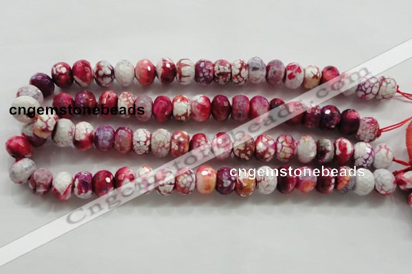 CAA826 15.5 inches 10*14mm faceted rondelle fire crackle agate beads