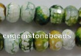 CAA827 15.5 inches 10*14mm faceted rondelle fire crackle agate beads