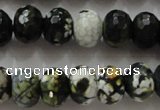 CAA828 15.5 inches 10*14mm faceted rondelle fire crackle agate beads