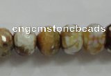 CAA829 15.5 inches 10*14mm faceted rondelle fire crackle agate beads