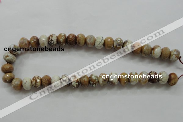 CAA829 15.5 inches 10*14mm faceted rondelle fire crackle agate beads