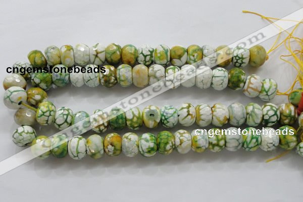 CAA830 15.5 inches 12*16mm faceted rondelle fire crackle agate beads