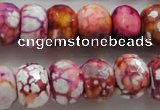 CAA831 15.5 inches 12*16mm faceted rondelle fire crackle agate beads