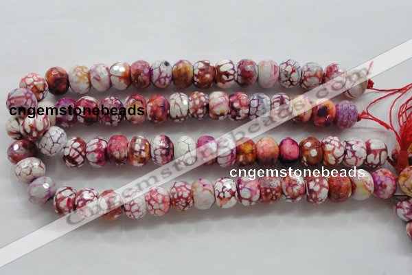 CAA831 15.5 inches 12*16mm faceted rondelle fire crackle agate beads