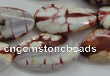 CAA838 15.5 inches 16*28mm twisted oval fire crackle agate beads