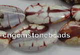 CAA838 15.5 inches 16*28mm twisted oval fire crackle agate beads