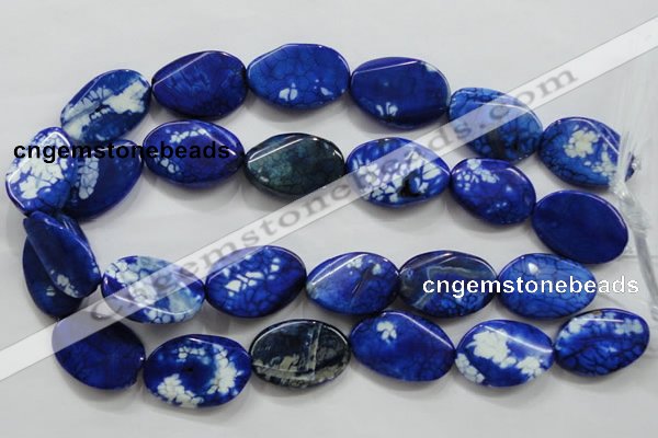 CAA839 15.5 inches 20*30mm twisted oval fire crackle agate beads
