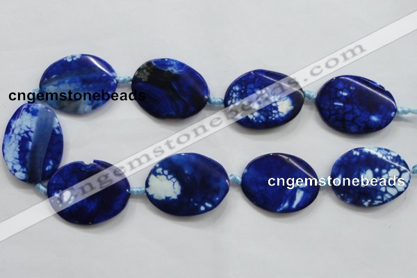 CAA847 15.5 inches 30*40mm twisted oval fire crackle agate beads