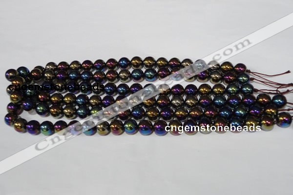 CAA850 15.5 inches 10mm round AB-color black agate beads