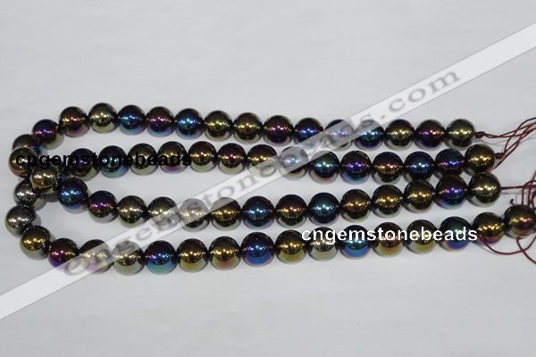 CAA851 15.5 inches 12mm round AB-color black agate beads