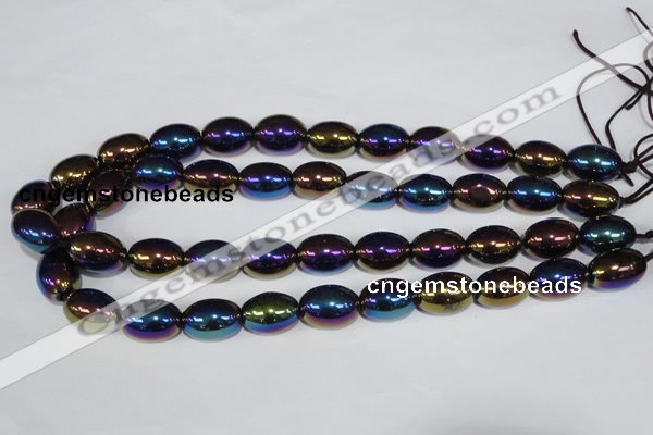 CAA853 15.5 inches 13*18mm rice AB-color black agate beads