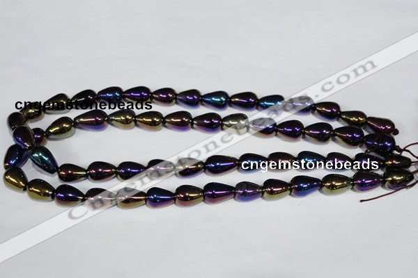 CAA855 15.5 inches 10*14mm teardrop AB-color black agate beads