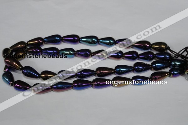 CAA856 15.5 inches 11*20mm teardrop AB-color black agate beads