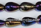 CAA857 15.5 inches 13*20mm teardrop AB-color black agate beads