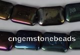 CAA861 15.5 inches 13*18mm rectangle AB-color black agate beads