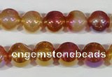 CAA870 15.5 inches 12mm round AB-color red agate beads