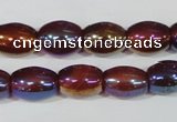 CAA878 15.5 inches 7*14mm rice AB-color red agate beads