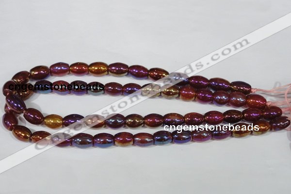 CAA878 15.5 inches 7*14mm rice AB-color red agate beads