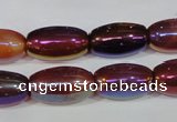 CAA879 15.5 inches 11*20mm rice AB-color red agate beads