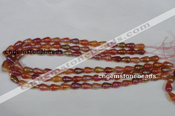 CAA880 15.5 inches 8*12mm teardrop AB-color red agate beads