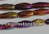 CAA882 15.5 inches 7*18mm faceted cuboid AB-color red agate beads