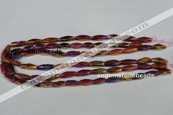 CAA882 15.5 inches 7*18mm faceted cuboid AB-color red agate beads