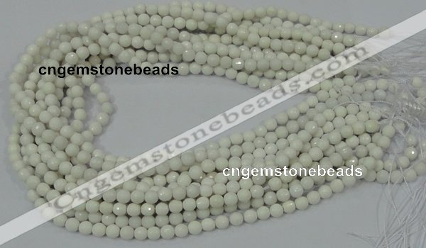 CAA92 15.5 inches 4mm faceted round white agate gemstone beads