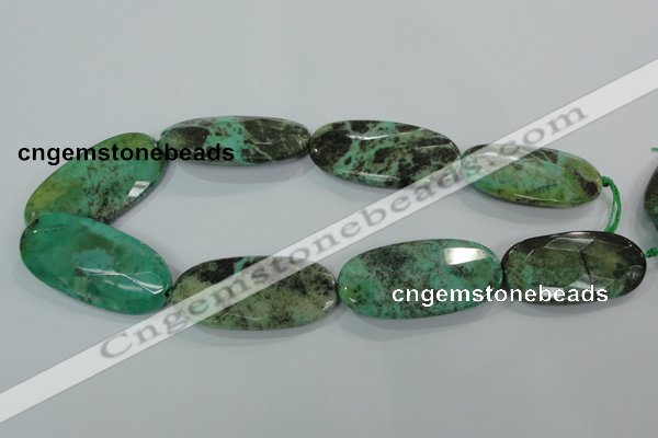 CAA95 15.5 inches 25*50mm faceted oval grass agate gemstone beads