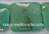 CAA98 15.5 inches 45*45mm faceted square grass agate gemstone beads