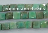 CAA99 15.5 inches 8*8mm faceted square grass agate gemstone beads