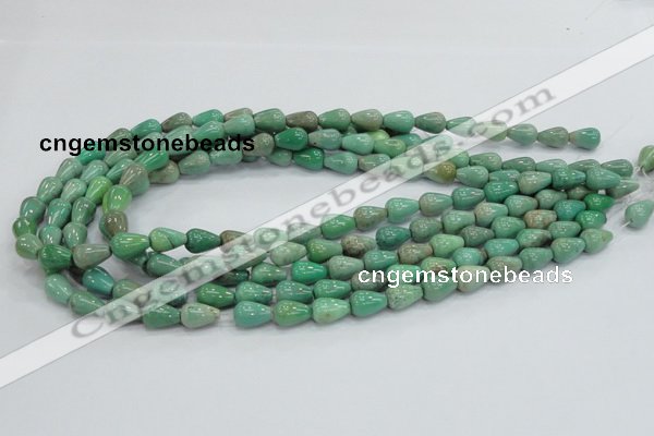 CAB03 15.5 inches 8*12mm teardrop green grass agate gemstone beads