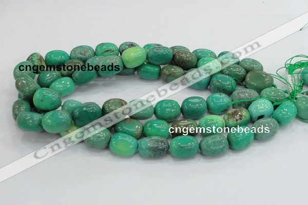 CAB04 15.5 inches 12*20mm nugget green grass agate gemstone beads